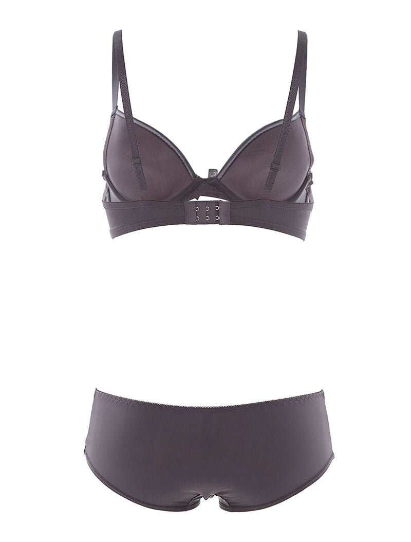 Ensemble SG et culotte à bord satiné - anthracite - 2