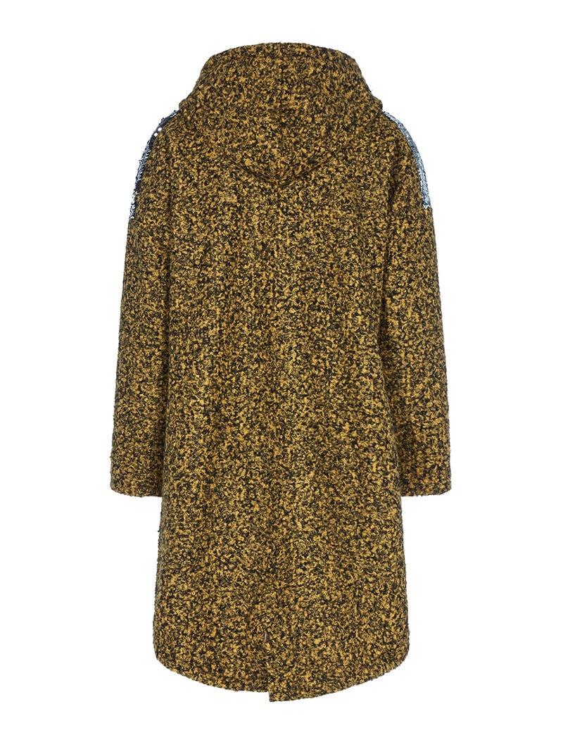 Manteau laine bouclette à sequins - moutarde - 2
