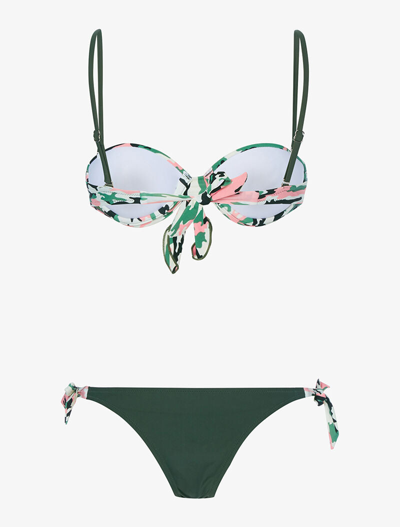 Bikini bandeau treillis - kaki - 2