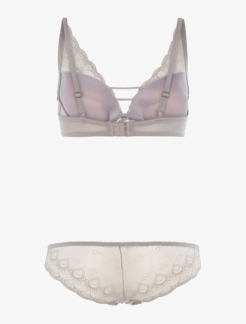 Ensemble en dentelle effet triangle - gris foncé - 2