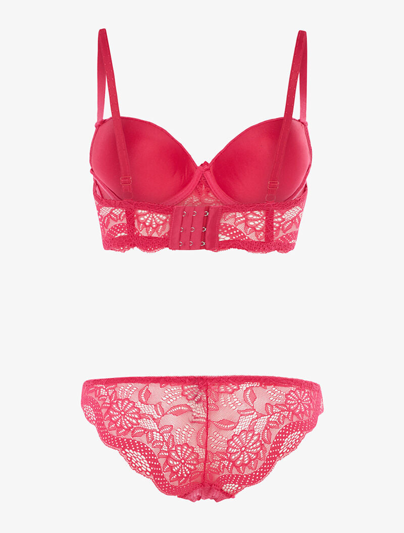 Ensemble soutien-gorge bustier - fushia - 2