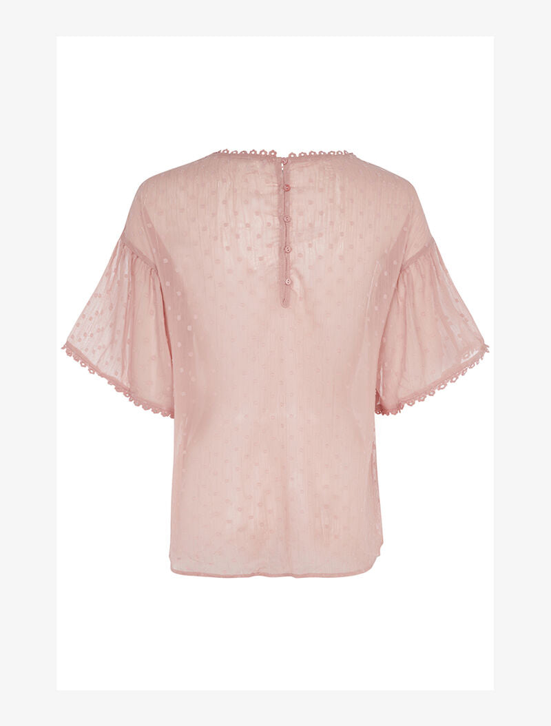 Blouse transparente à liserés argentés - vieux rose - 2