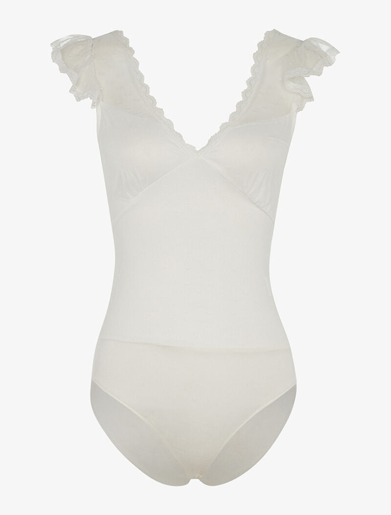Body fin bretelles en dentelle - blanc - 1