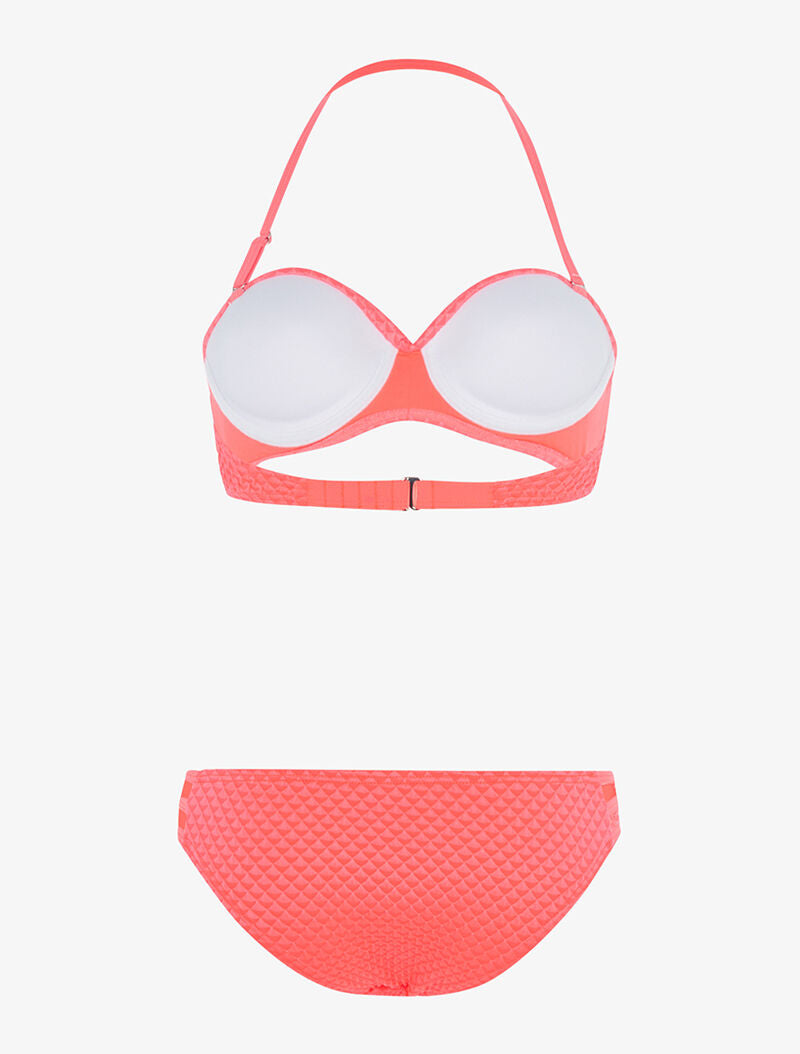 Bikini coutures losanges - corail - 2