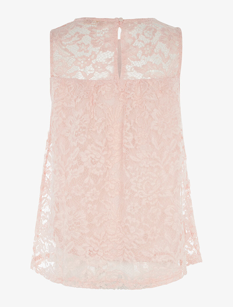 Top ample en dentelle brodée - rose - 2