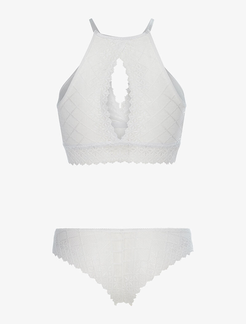 Ensemble brassière en dentelle et tanga - blanc - 2