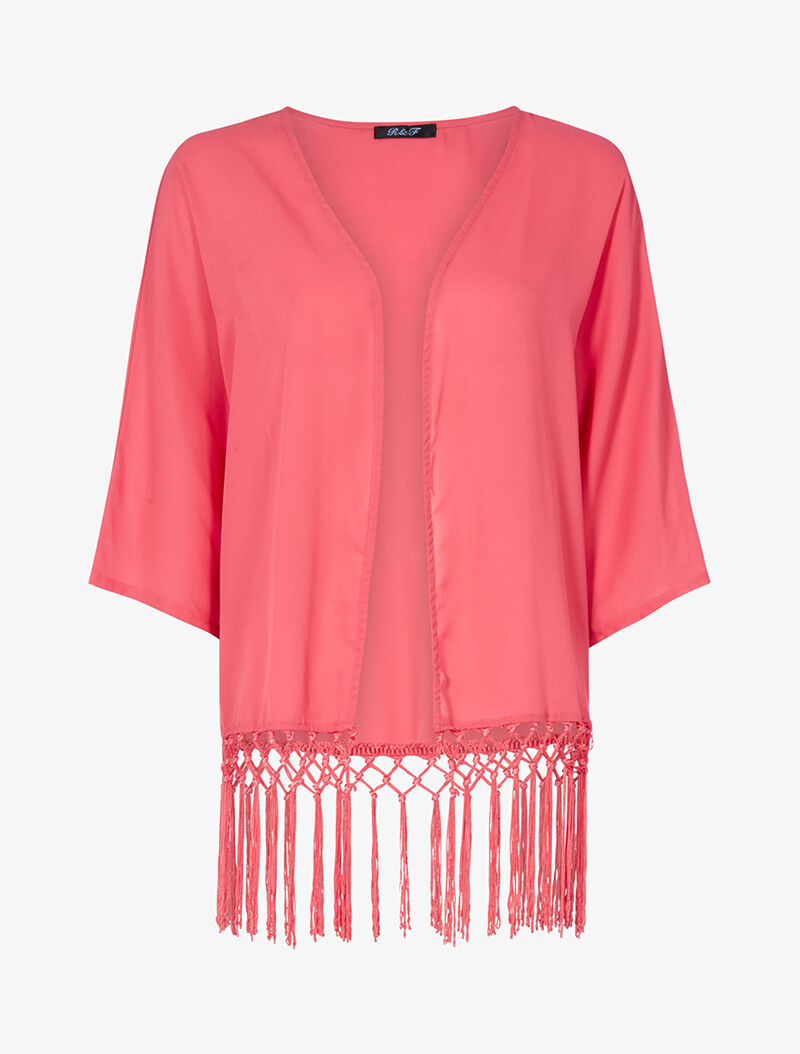 Gilet style kimono court - corail - 1