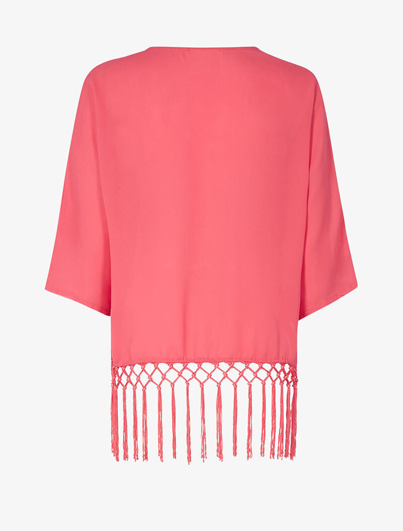 Gilet style kimono court - corail - 2