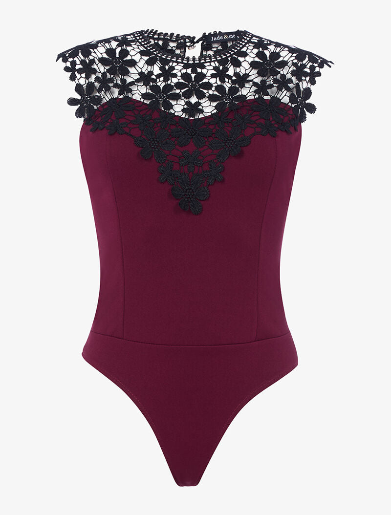 Body à plastron en crochet - lie de vin - 1
