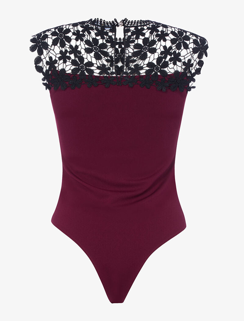 Body à plastron en crochet - lie de vin - 2
