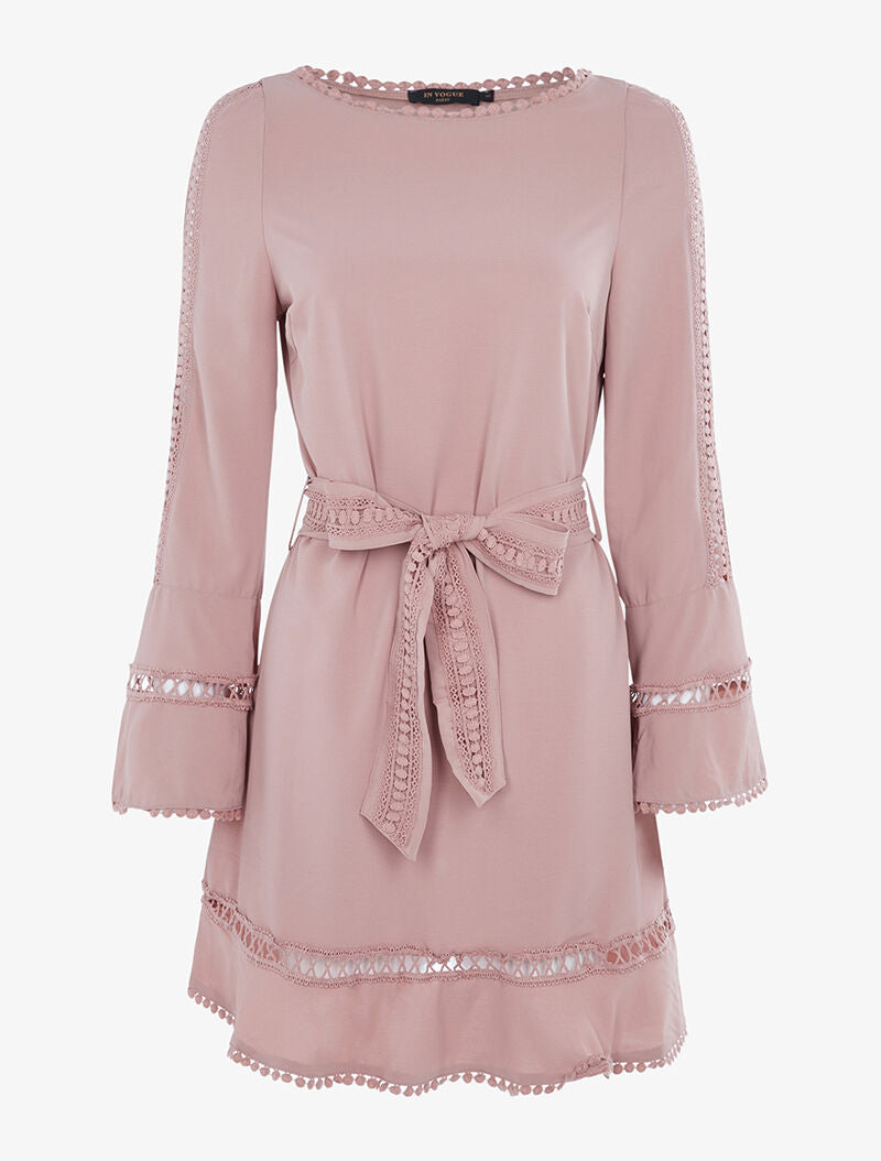 Robe droite en crochet - rose - 1