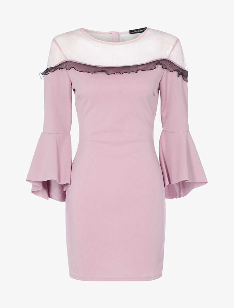 Robe courte volantée - vieux rose - 3