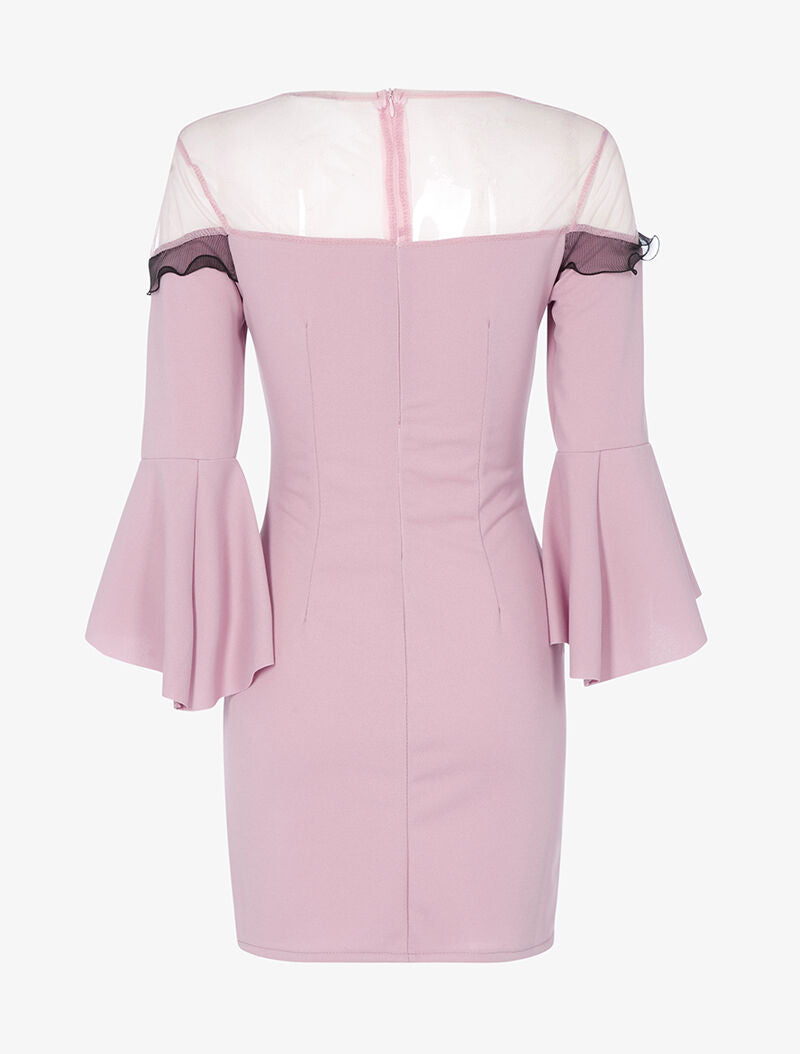 Robe courte volantée - vieux rose - 2