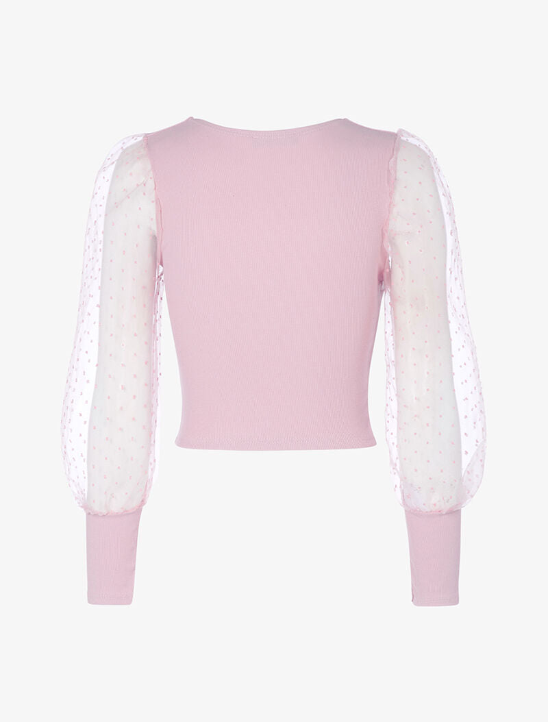Top court style corset à manches transparentes - rose - 2