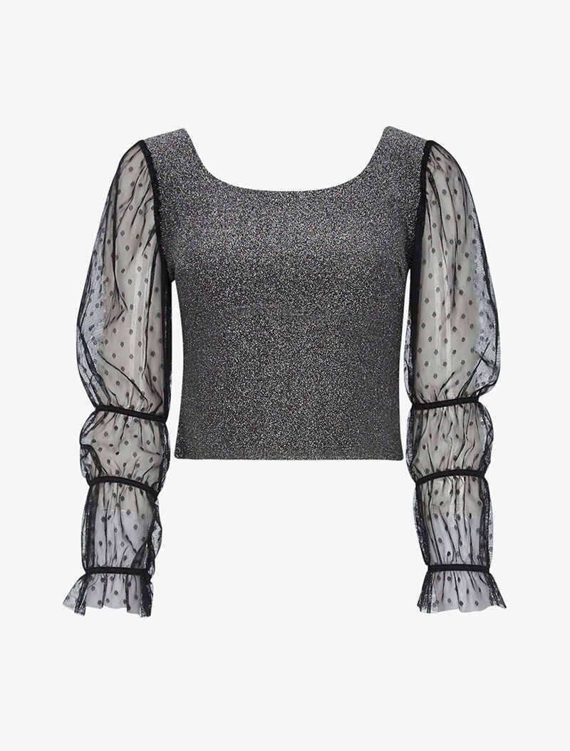 Crop top scintillant - argent - 1