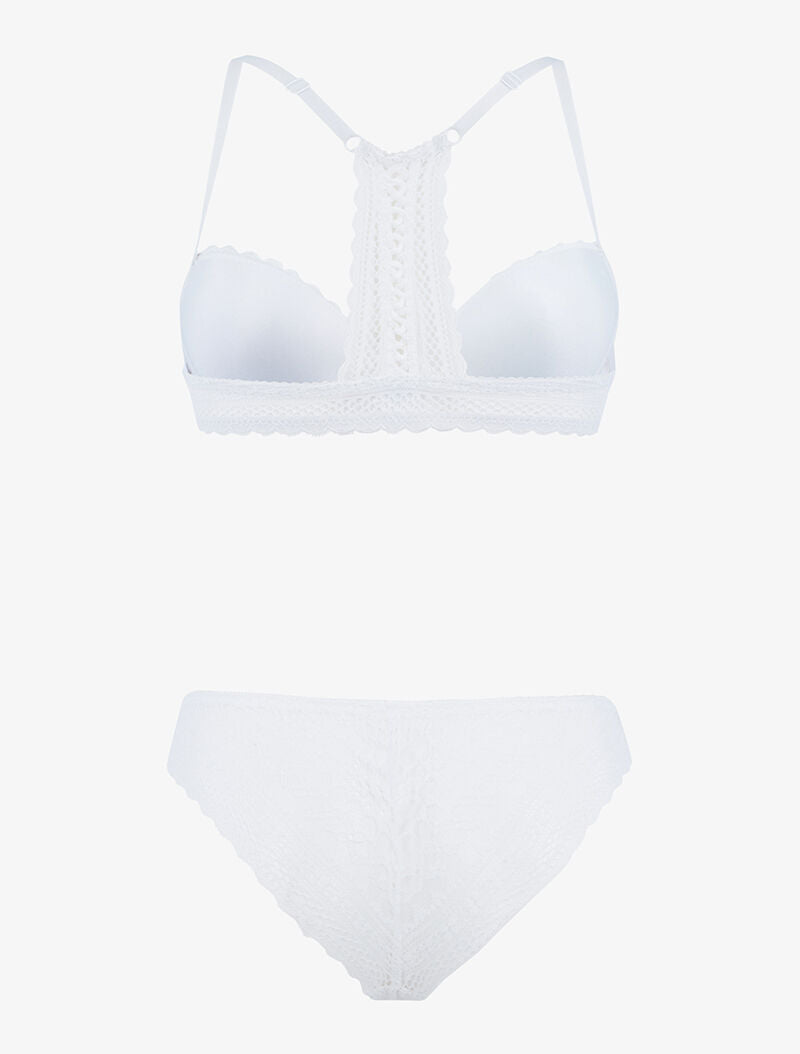 Ensemble en dentelle et dos nageur - ecru - 2