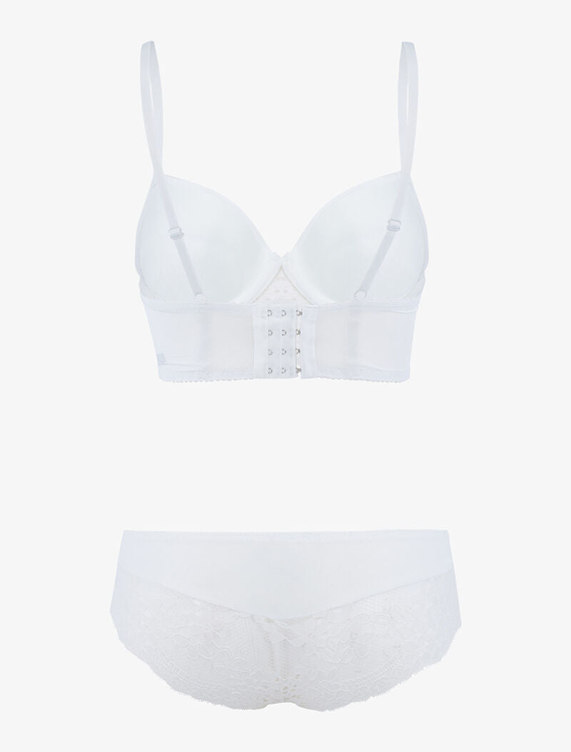 Ensemble bustier en dentelle fleurie - ecru - 2