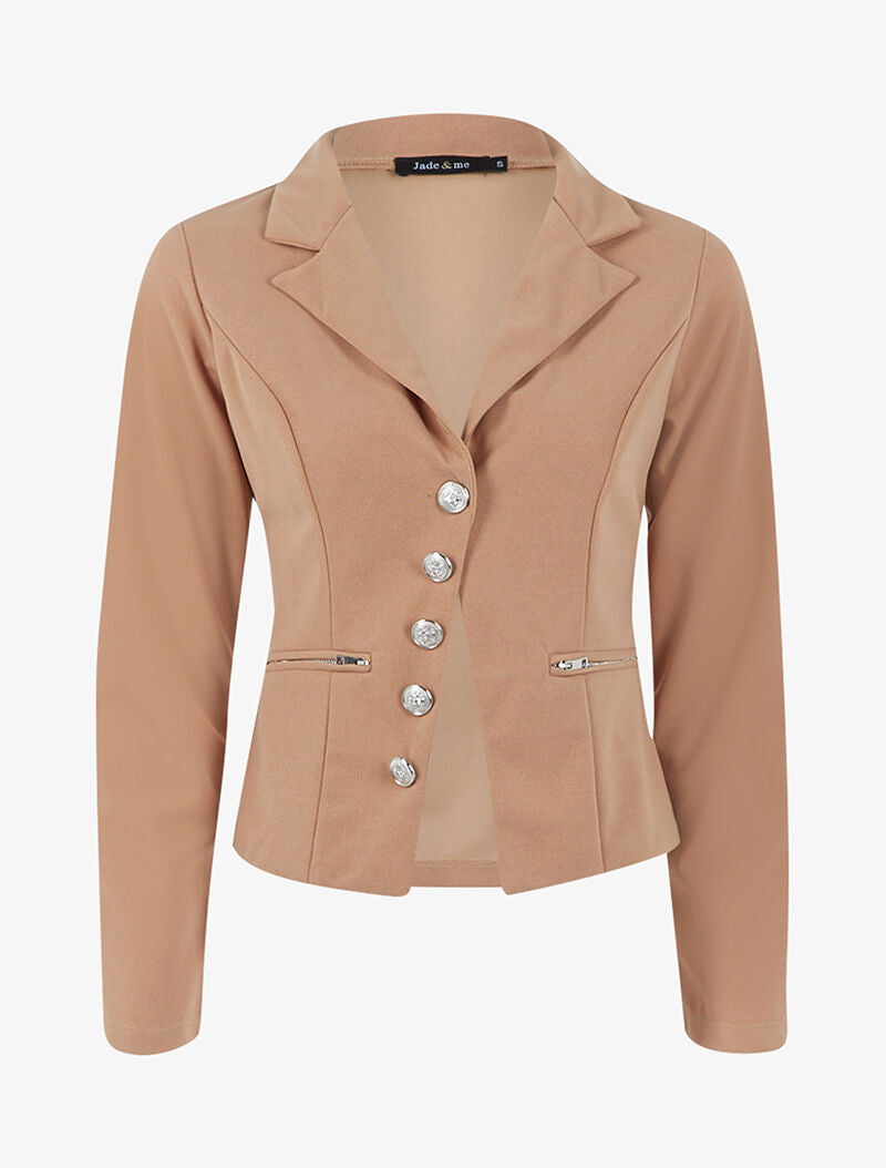 Veste à fermeture en biais - camel - 3