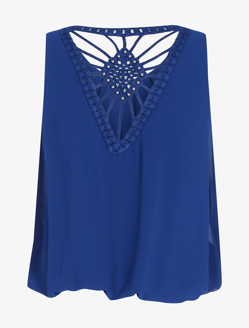 Top à dos brodé - bleu - 2