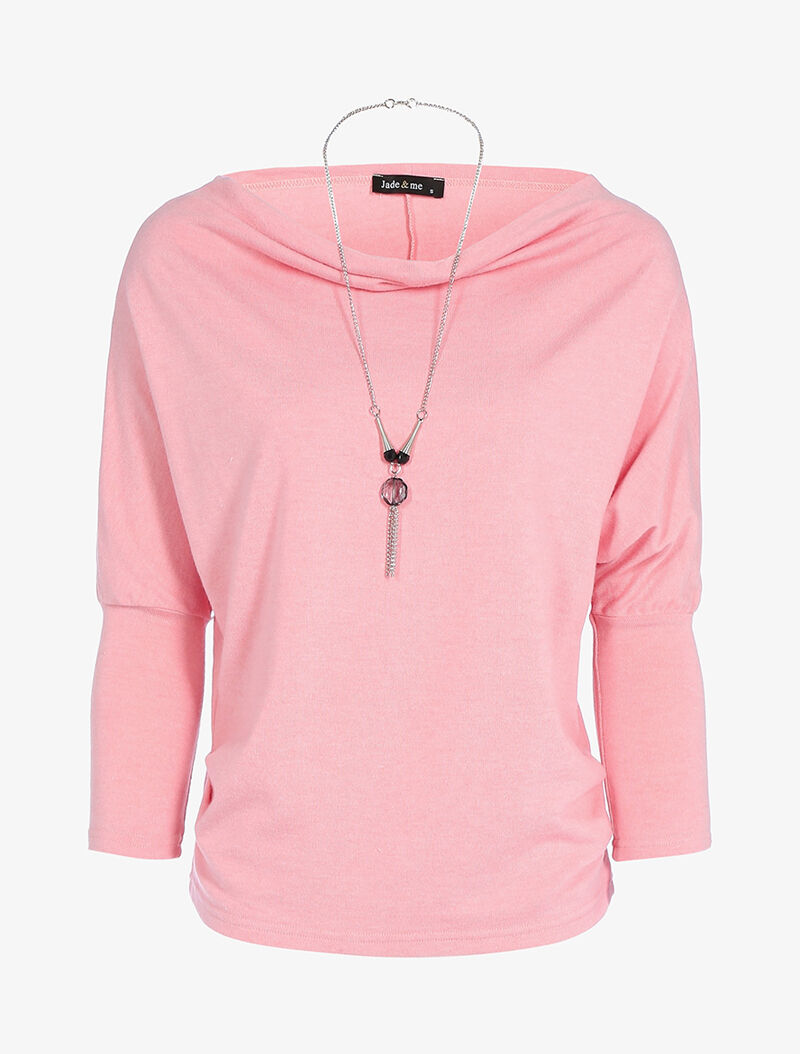 Top encolure coupe bateau ajustable - rose - 1