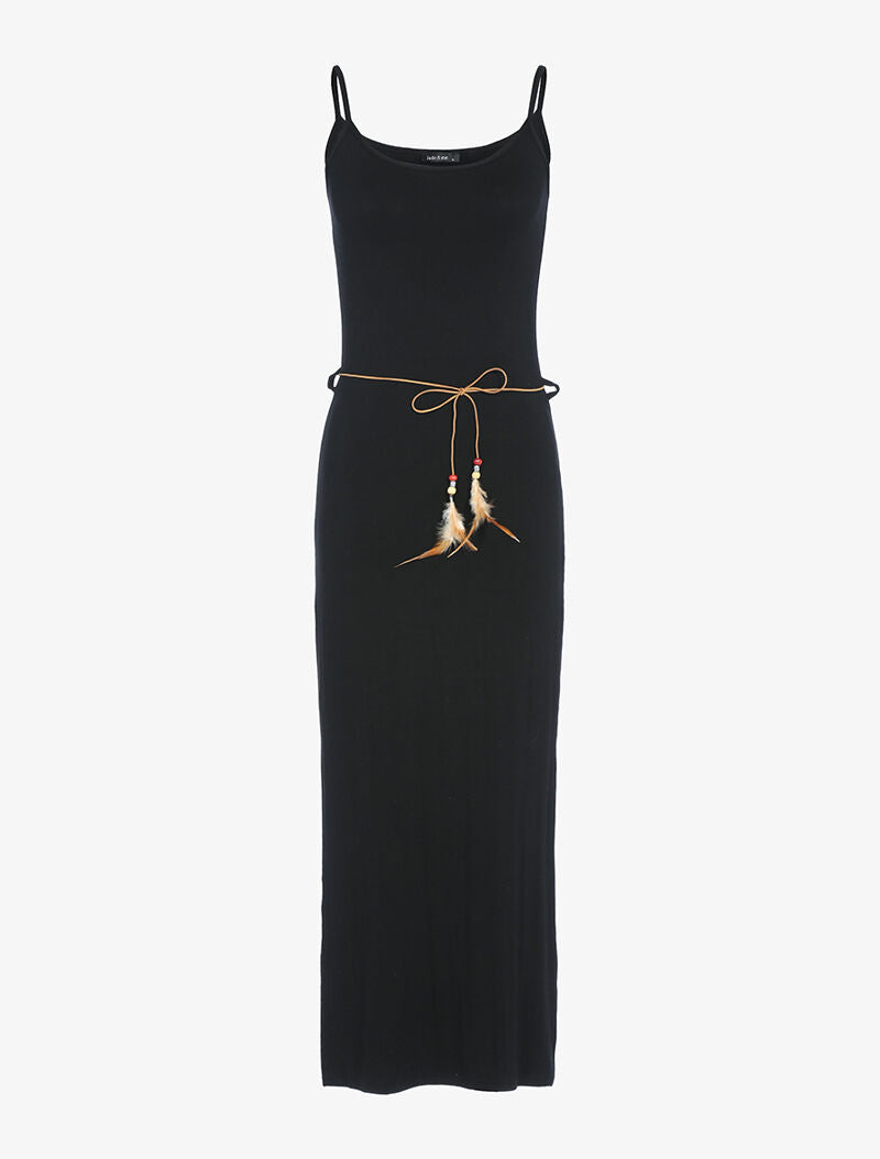 Robe longue à côtés fendus - noir - 1