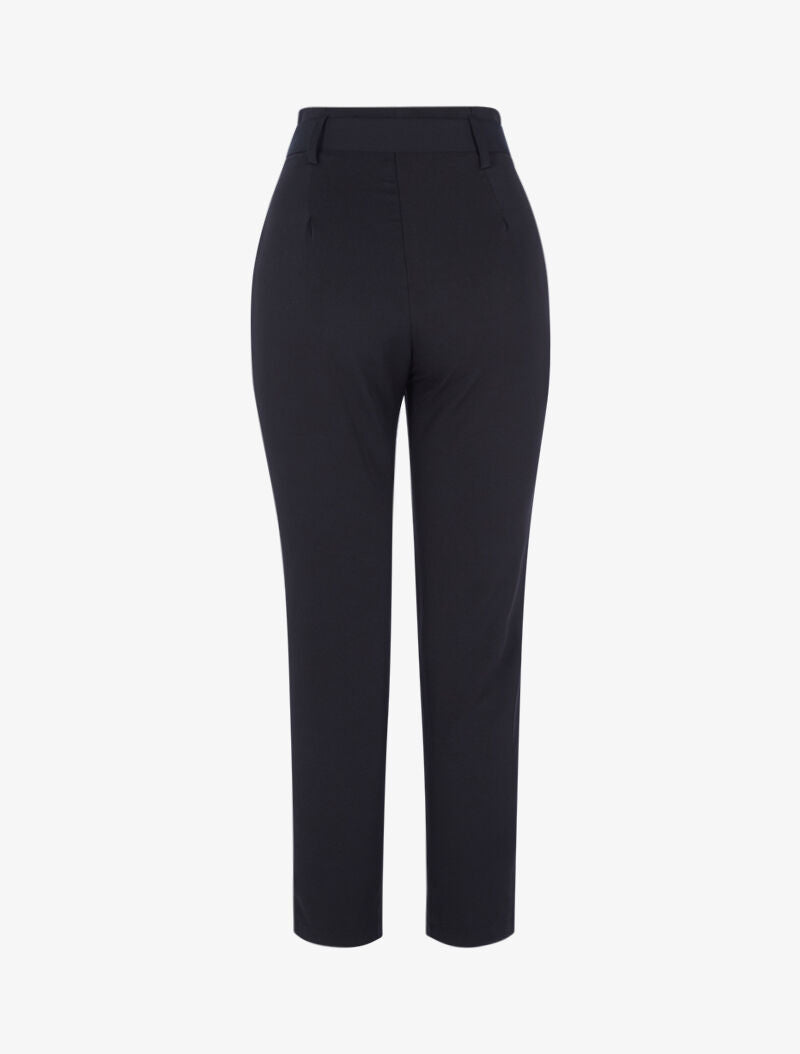 Pantalon taille haute à plis permanents - noir - 2