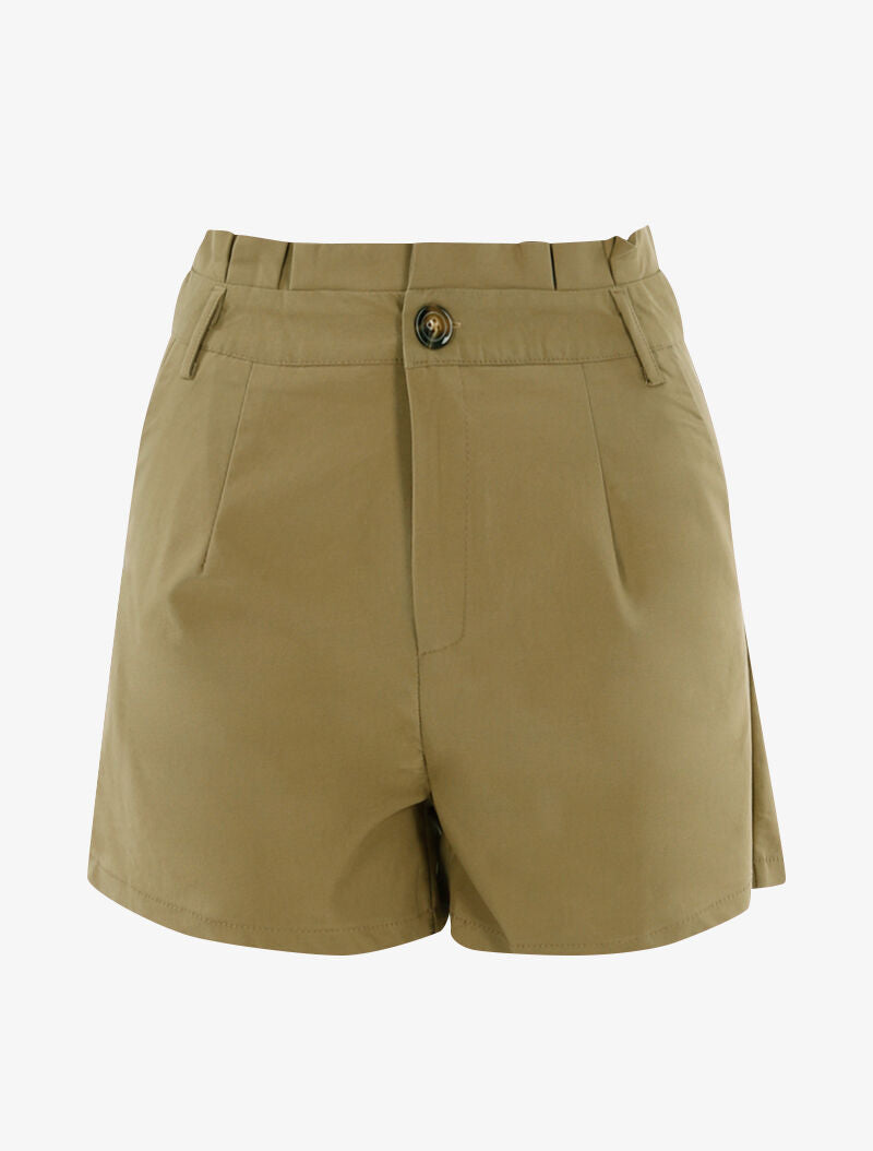 Short uni à taille volantée - taupe - 1