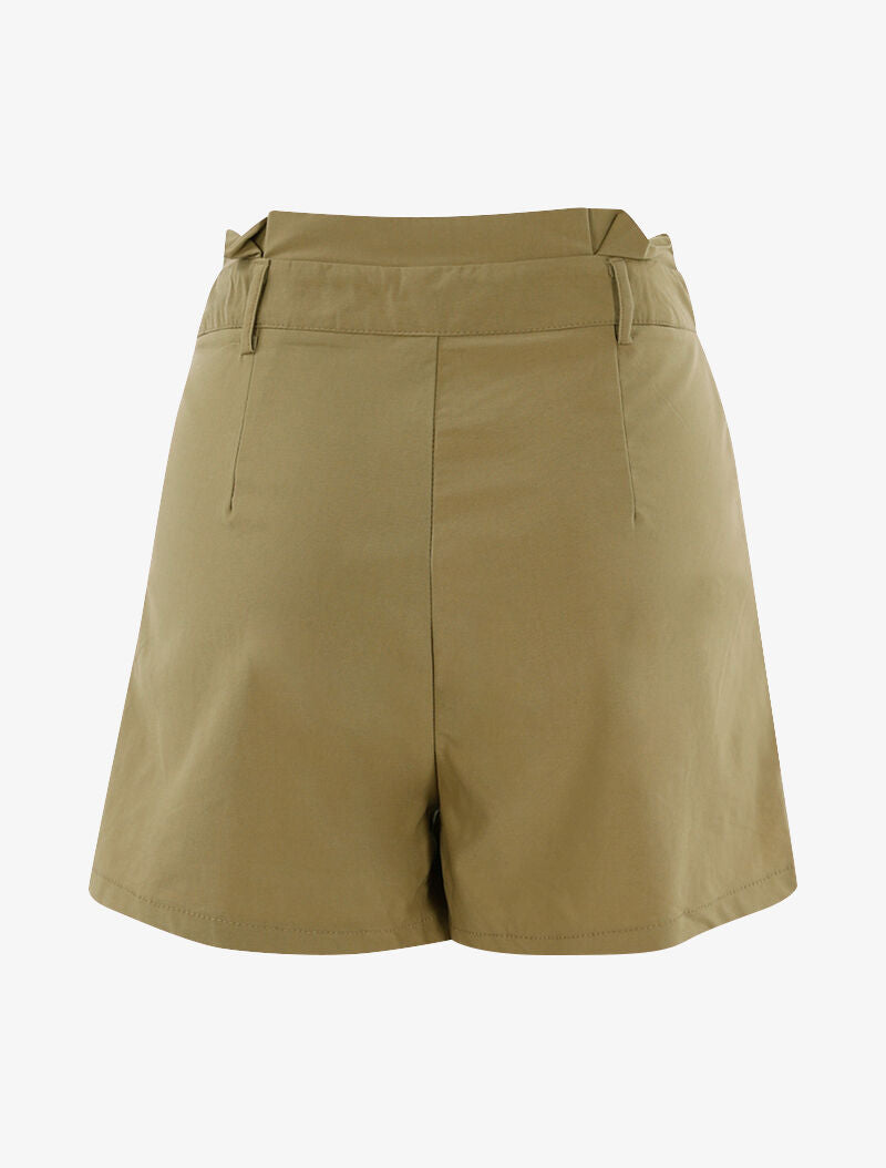 Short uni à taille volantée - taupe - 2