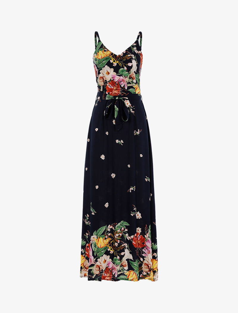 Robe longue à imprimé floral - marine - 3