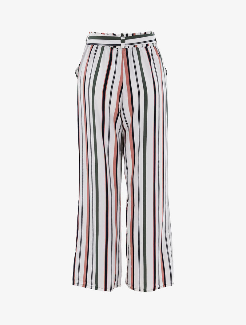 Pantalon fluide à rayures - blanc - 2