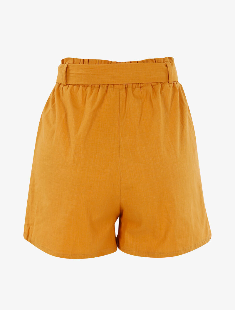 Short uni effet toile - jaune - 2