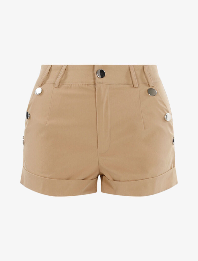 Short à boutons décoratifs - beige - 3