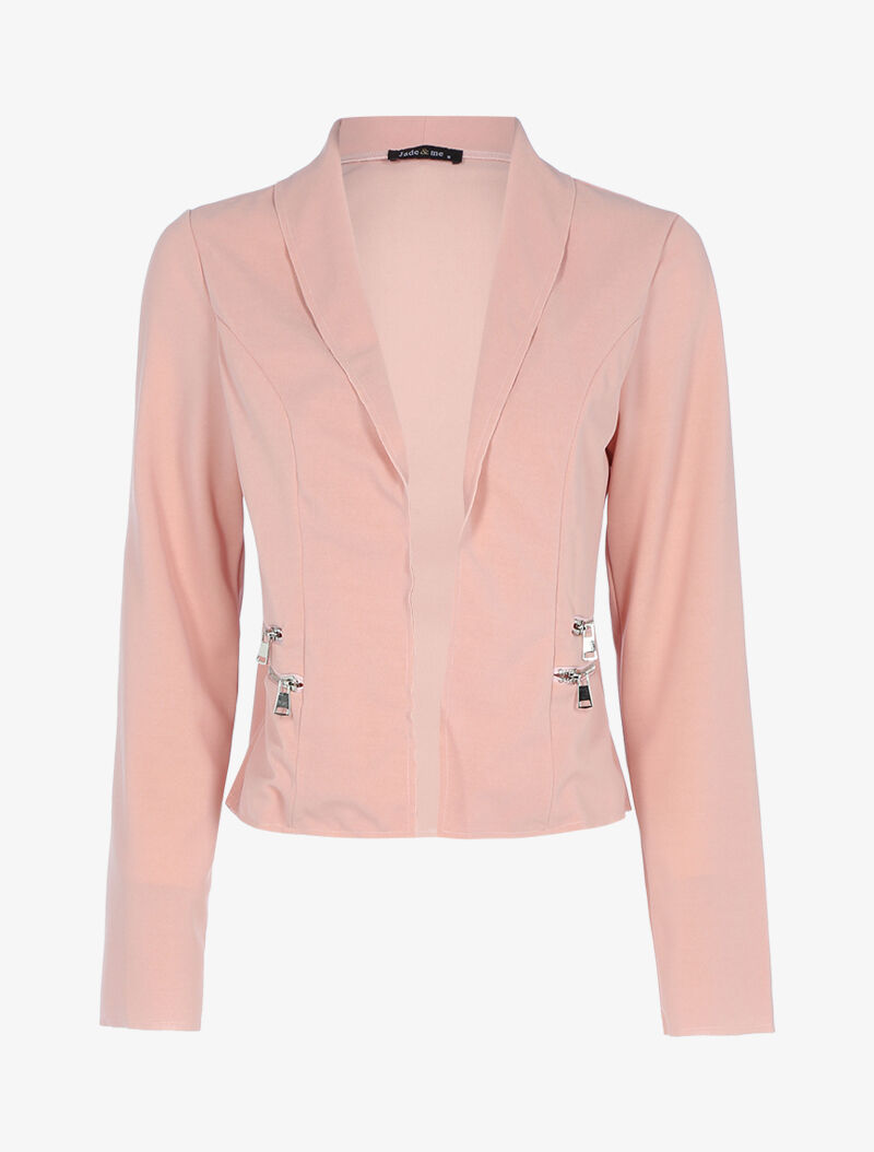 Veste ouverte à détails zippés - rose - 3