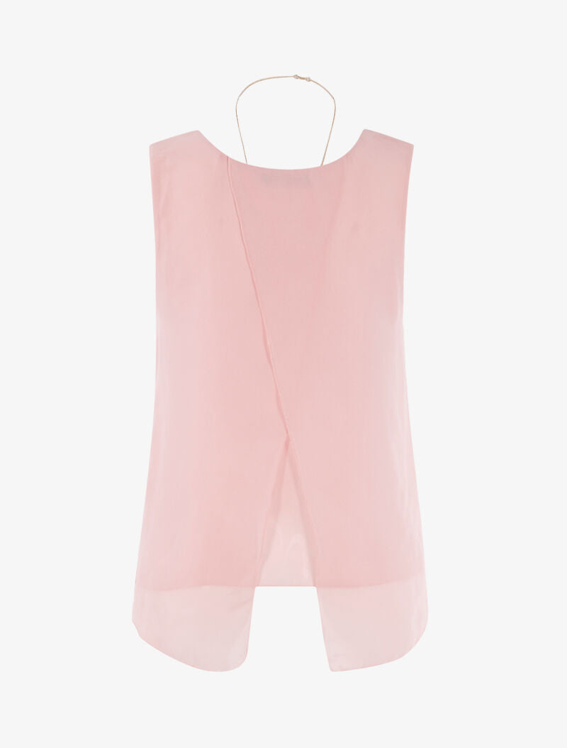 Top asymétrique en voile - rose - 2