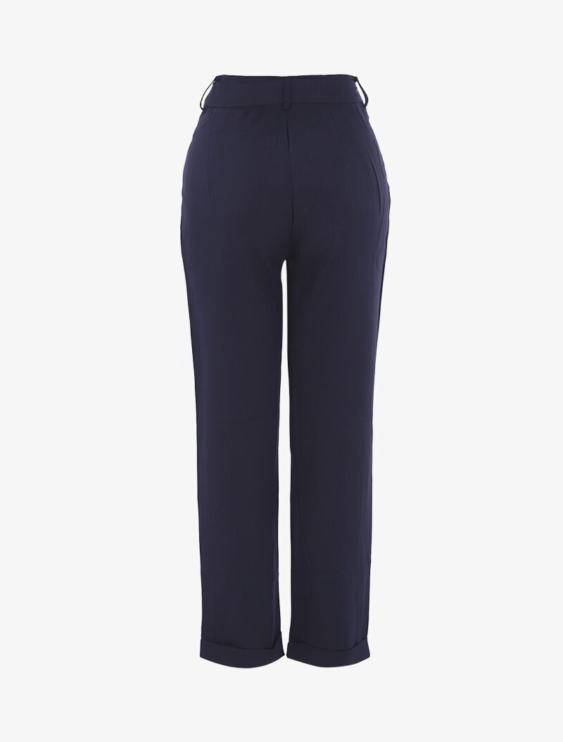 Pantalón 7/8 con efecto satinado - marina