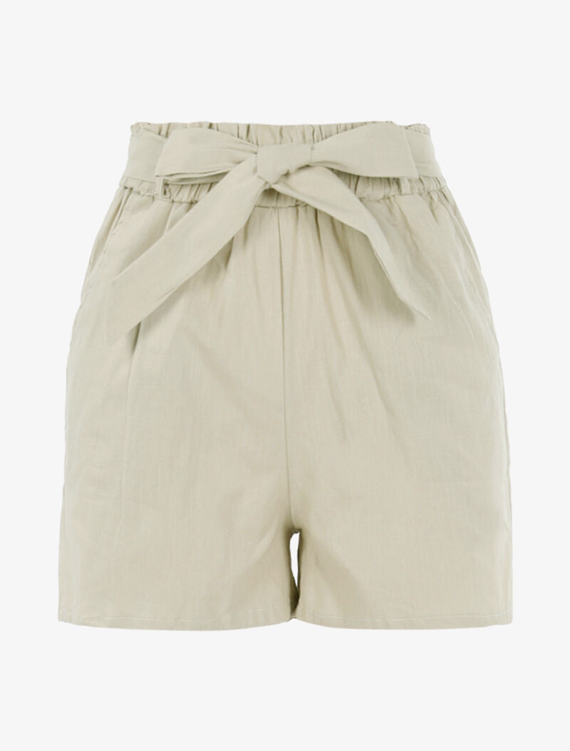 Short uni effet toile - beige - 4