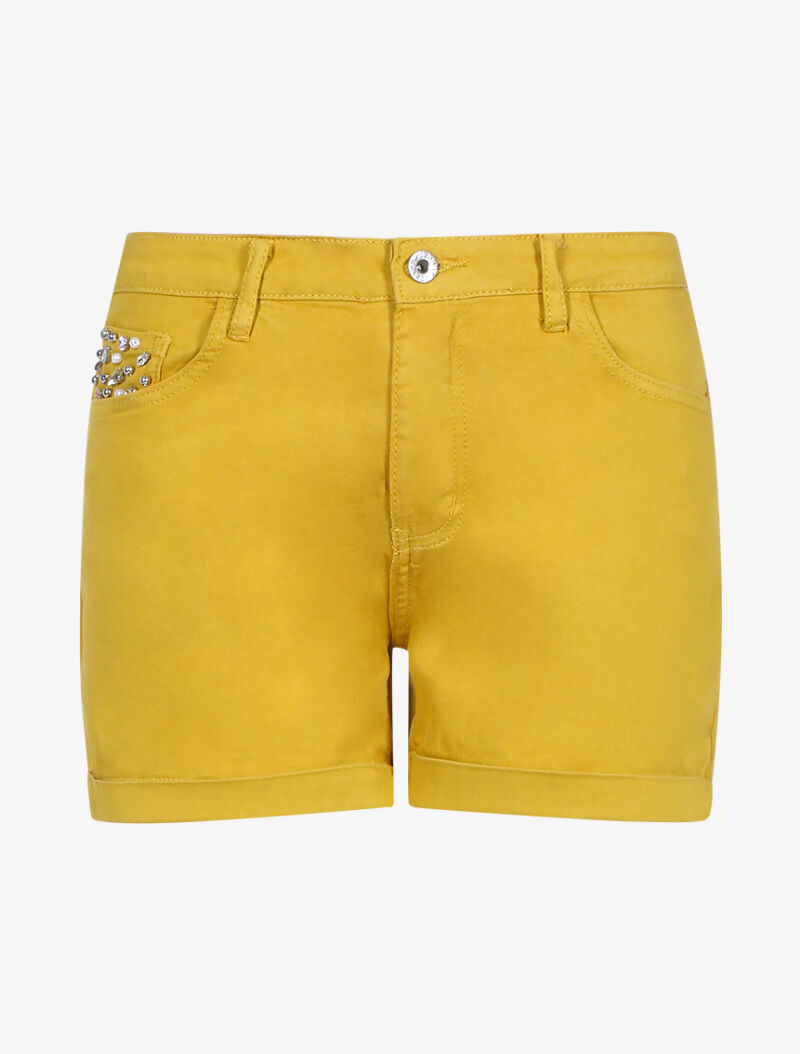 Short à poche bijoux - moutarde - 3