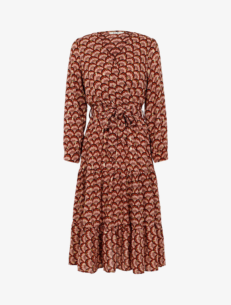 Robe à imprimé graphique et flocage doré - marron - 1