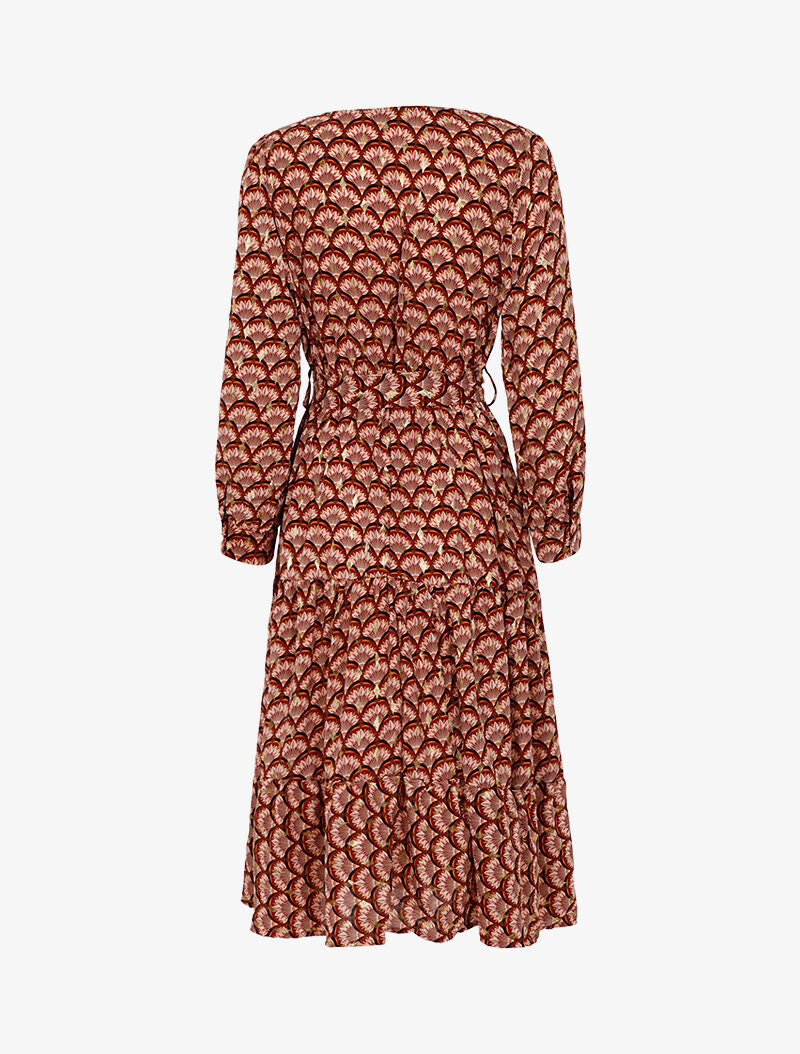 Robe à imprimé graphique et flocage doré - marron - 2