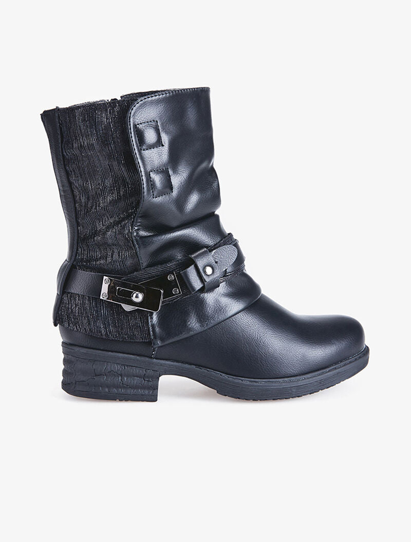 Boots à revers bimatière - noir - 1