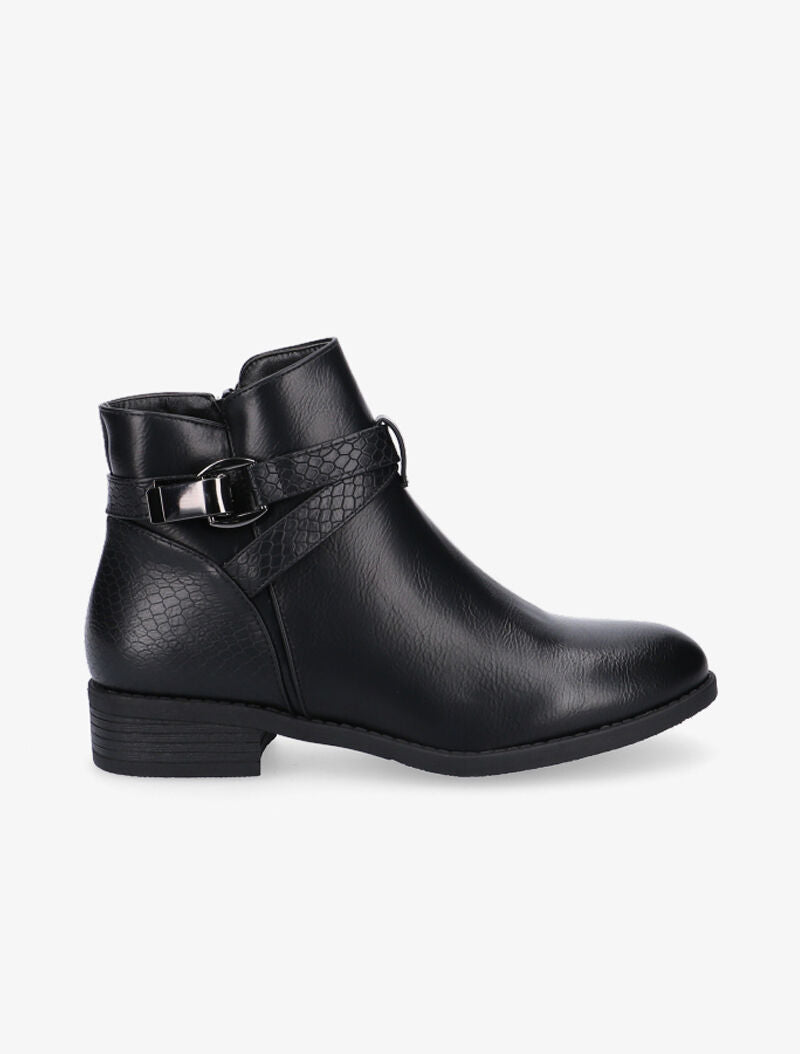 Low boots à sangle dorée - noir - 2