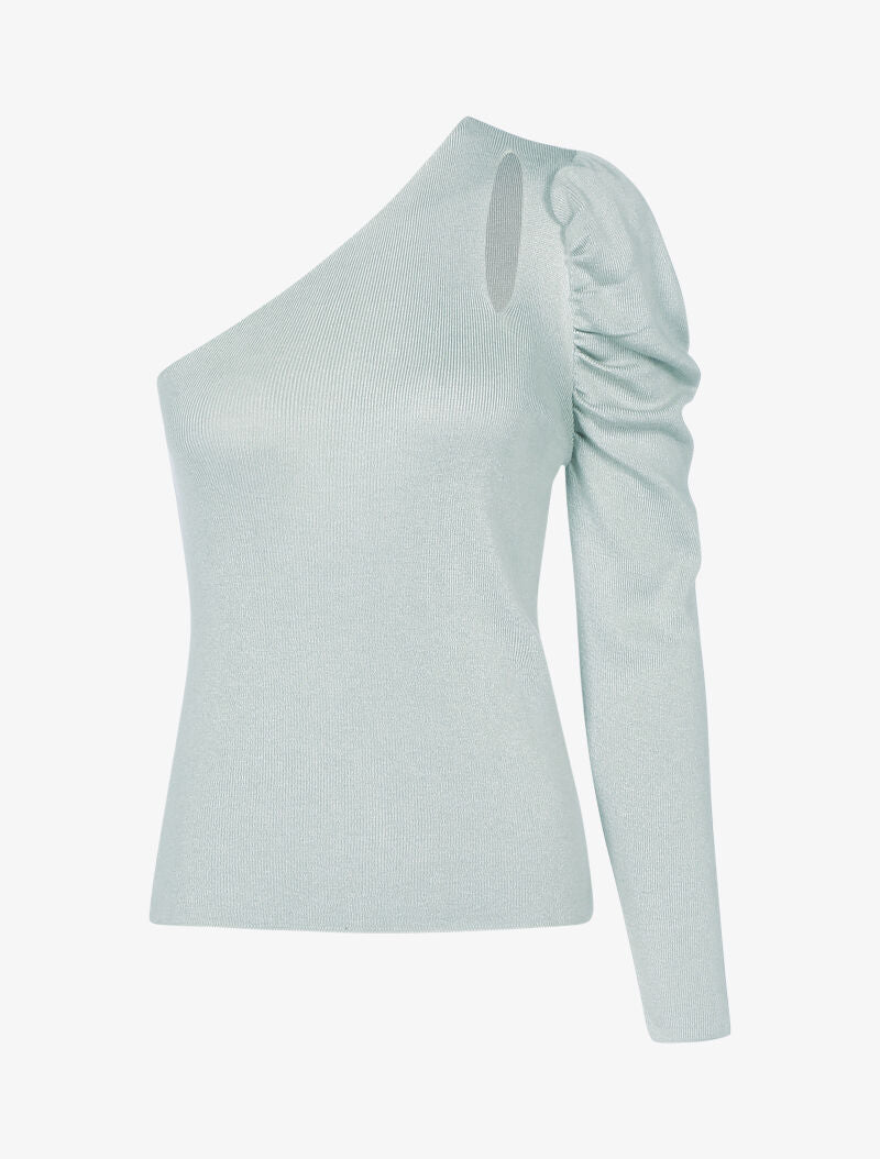 Top en maille à épaule dénudée - gris clair - 1