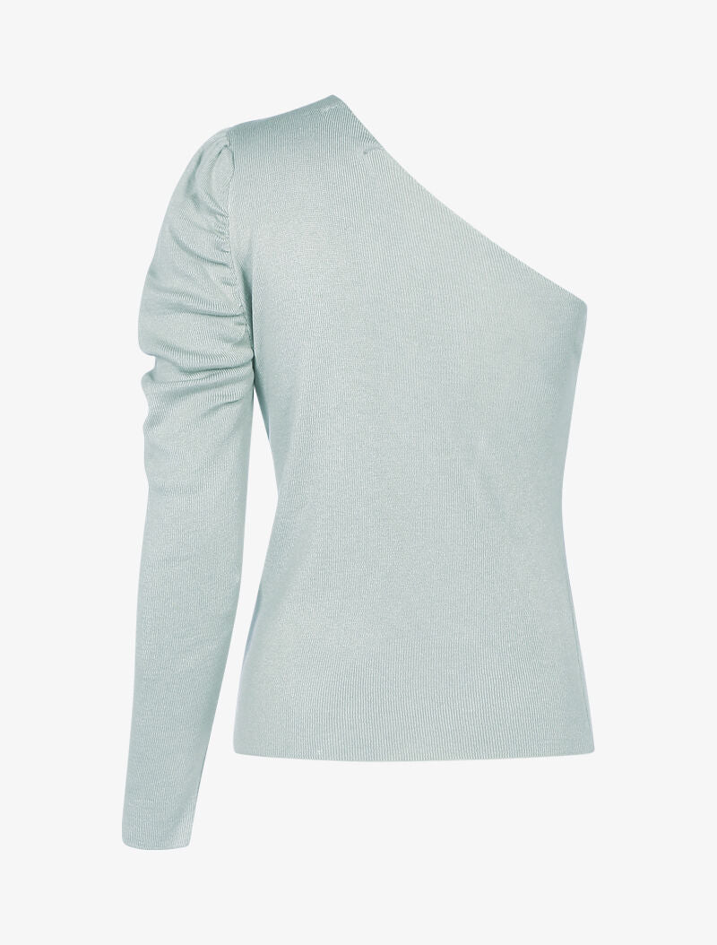 Top en maille à épaule dénudée - gris clair - 2