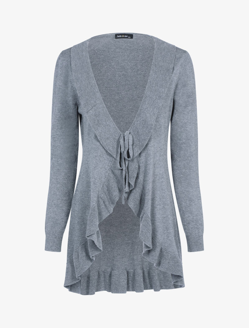 Gilet doux à bords volantés - gris foncé - 3