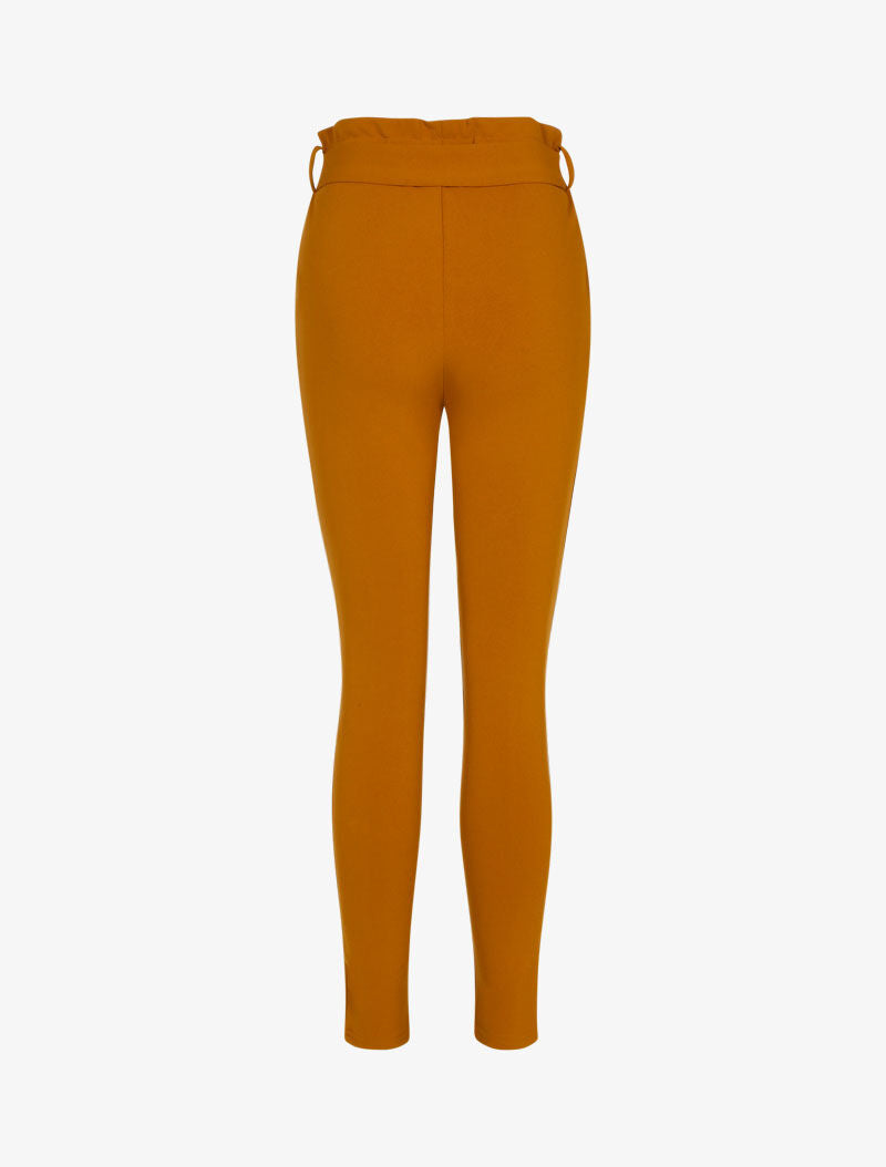 Pantalon coupe carotte à taille volantée - rouille - 2