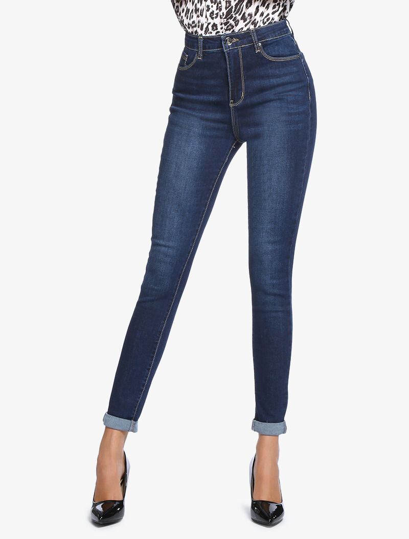 Jean slim basique taille haute - bleu denim - 5