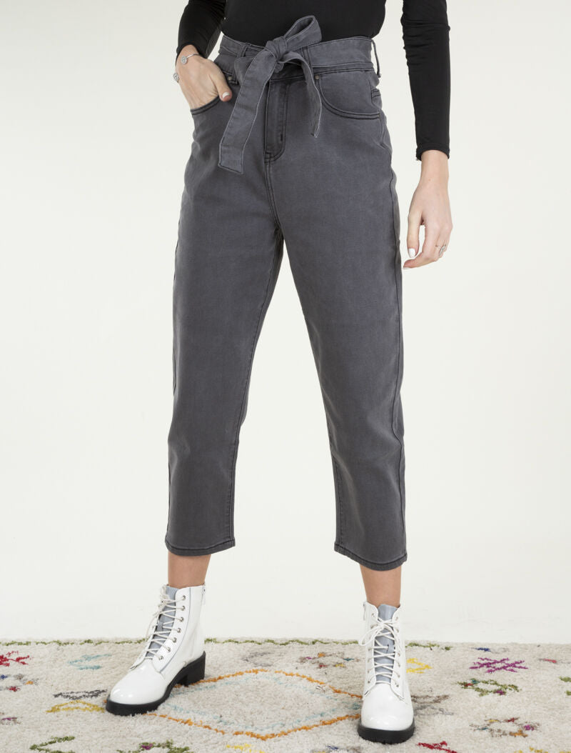 Jean 7/8 loose corte boyfriend - gris oscuro