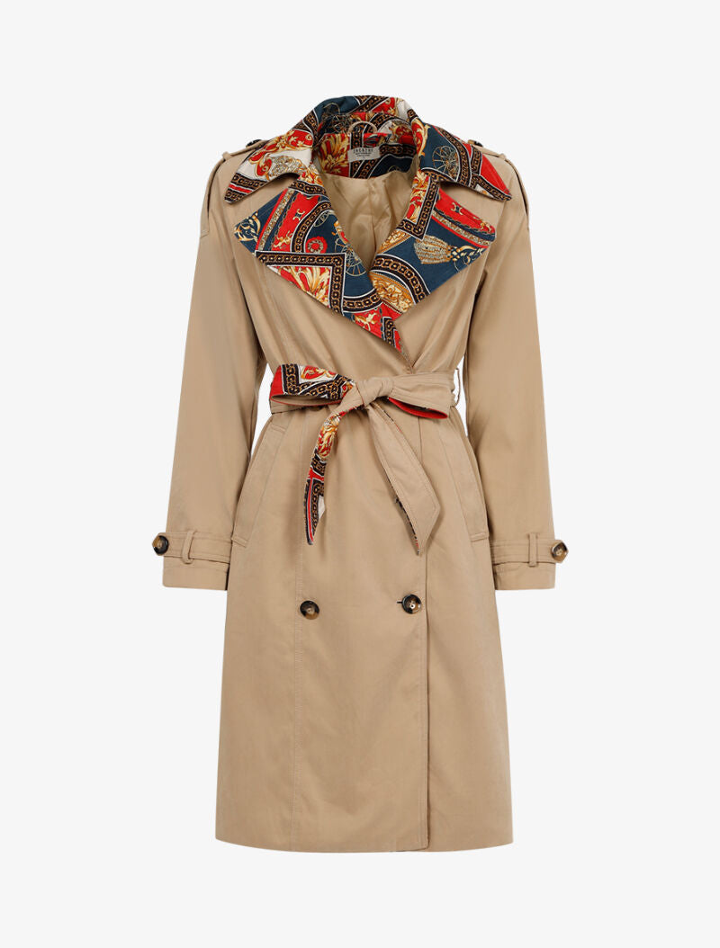 Trench à revers imprimé baroque - beige - 2