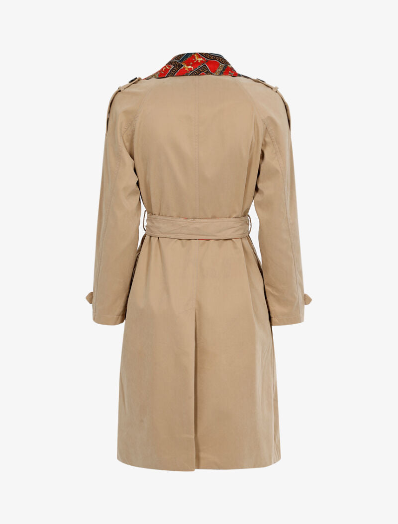 Trench à revers imprimé baroque - beige - 3