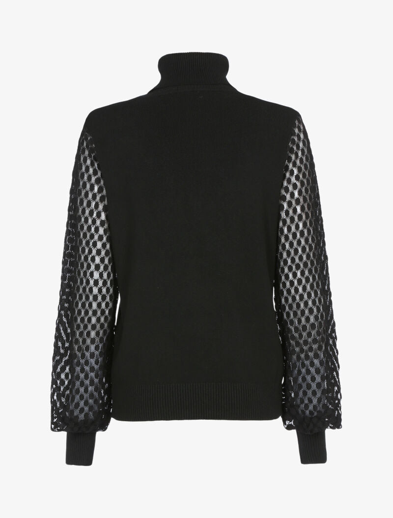 Pull à manches en dentelle imprimé - noir - 3